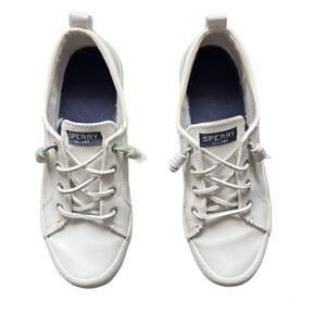 Sperry Crest Vibe White Leather Sneakers Size 7.5
